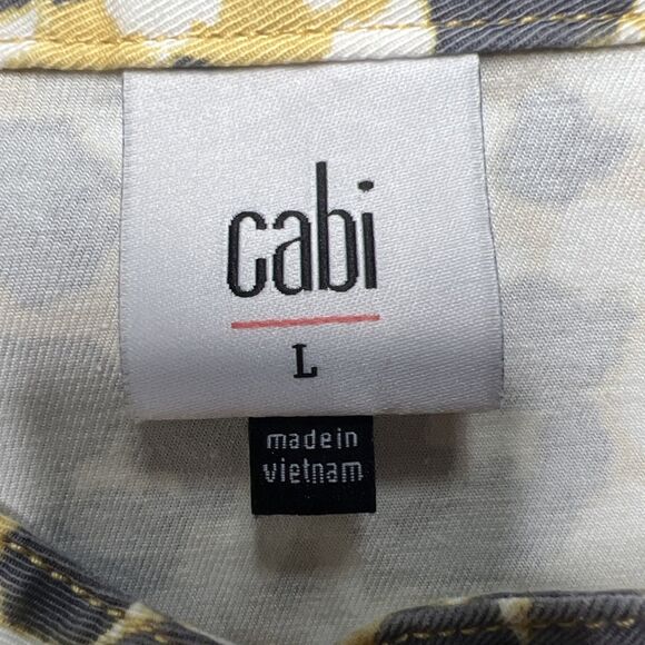 Cabi The Dreamer Providence Shirt Jacket Large Yellow Gray Leopard Animal Print - Picture 3 of 8